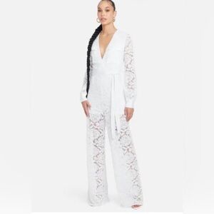 Bebe Boho Wide Leg Lace Jumpsuit Sz 8